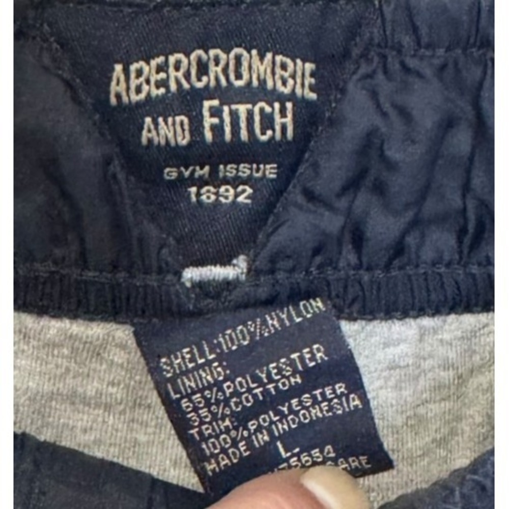 Abercrombie & Fitch Mens Track Pants Activewear Y2K Nylon Baggy Lined Navy Large - Picture 5 of 9